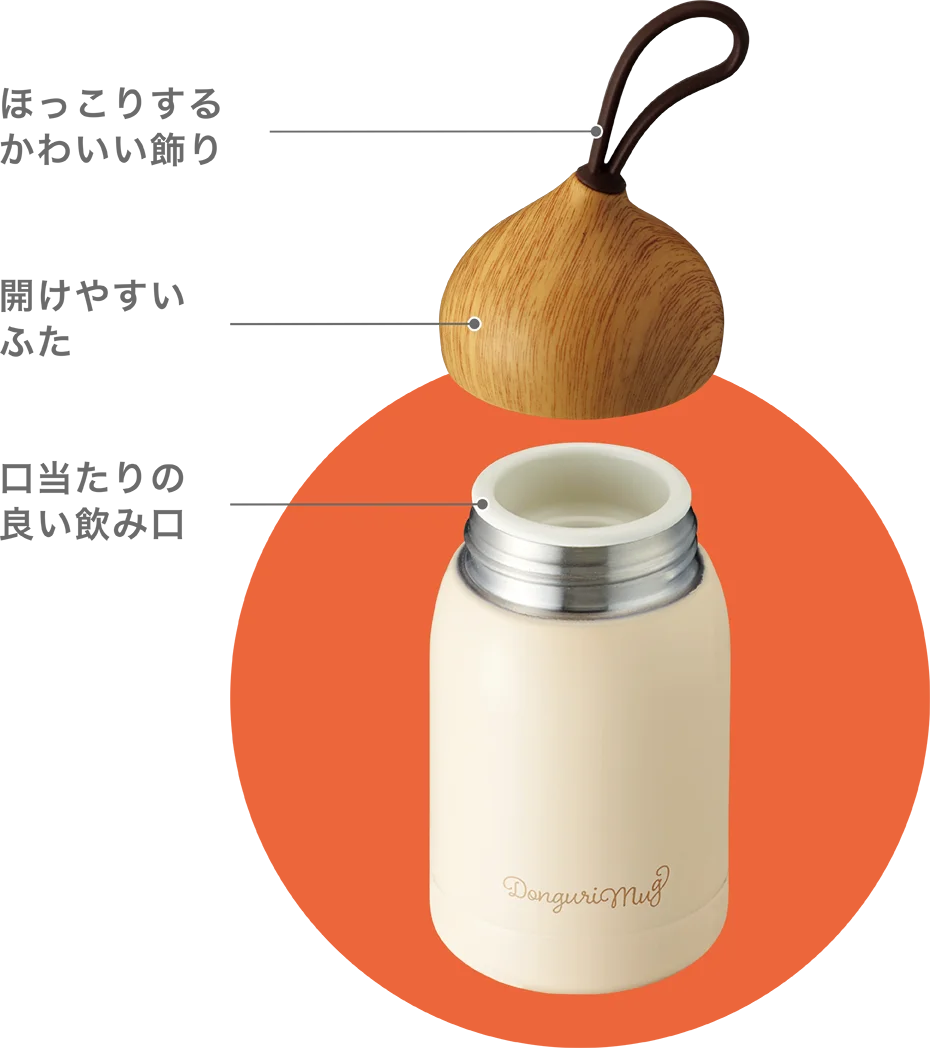 ほっこりするかわいい飾り/開けやすいふた/口当たりの良い飲み口